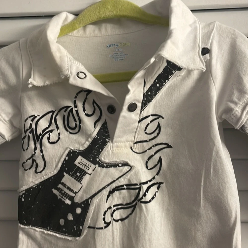 Amy Coe Distressed Punk Rocker Onesie & Jeans. Size 3-6M. EUC - Picture 4 of 7